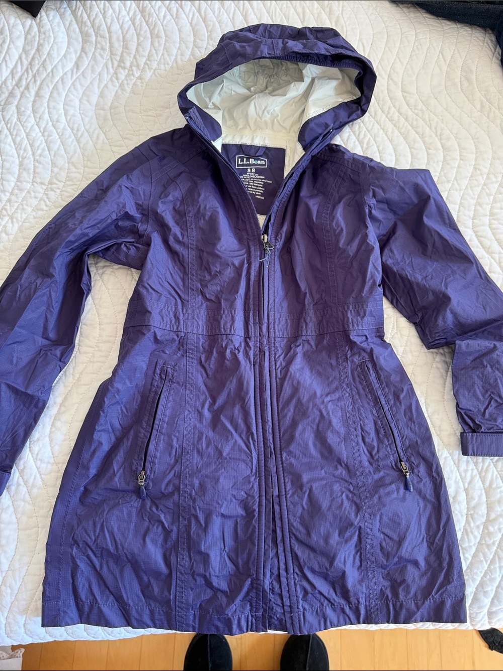 L.L. Bean Girl’s Purple Hooded Trench Coat 8